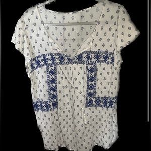 White and Blue summer blouse